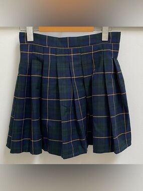 ROMWE Tartan Pleated Mini Skirt - Navy and Forest